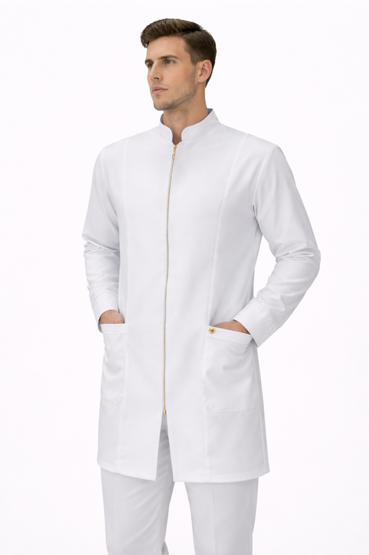 Jaleco Estudante Gola Padre com Zíper Manga Longa Masculino