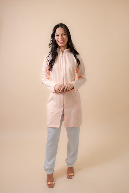 Jaleco Classic Zíper Dourado Manga Longa Nude Rosado